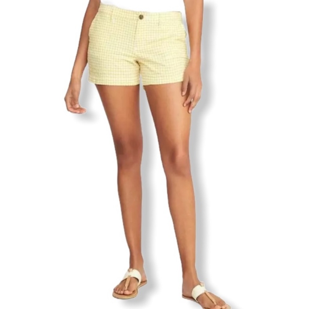 Old Navy yellow gingham print shorts, size 4